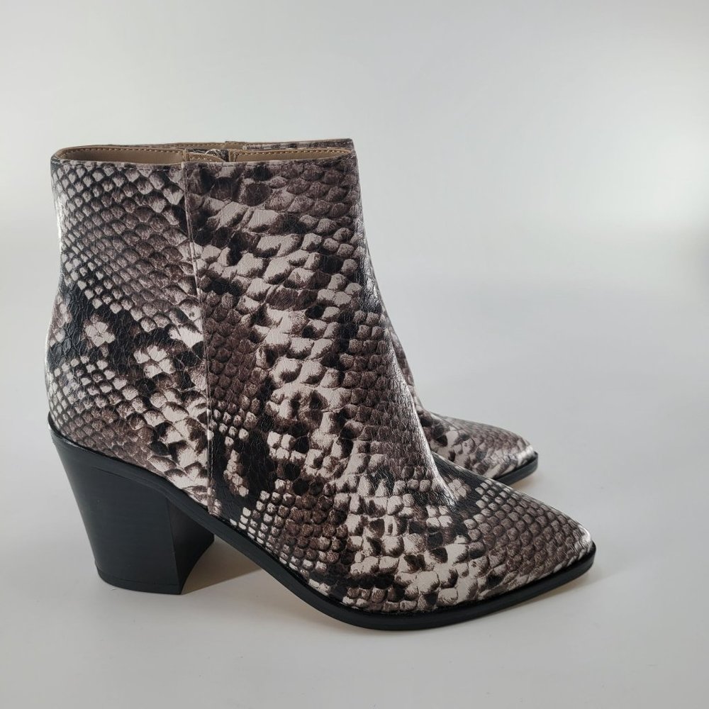 14th & Union Women's Snakeskin Block Heel Ankle Booties Size 7M